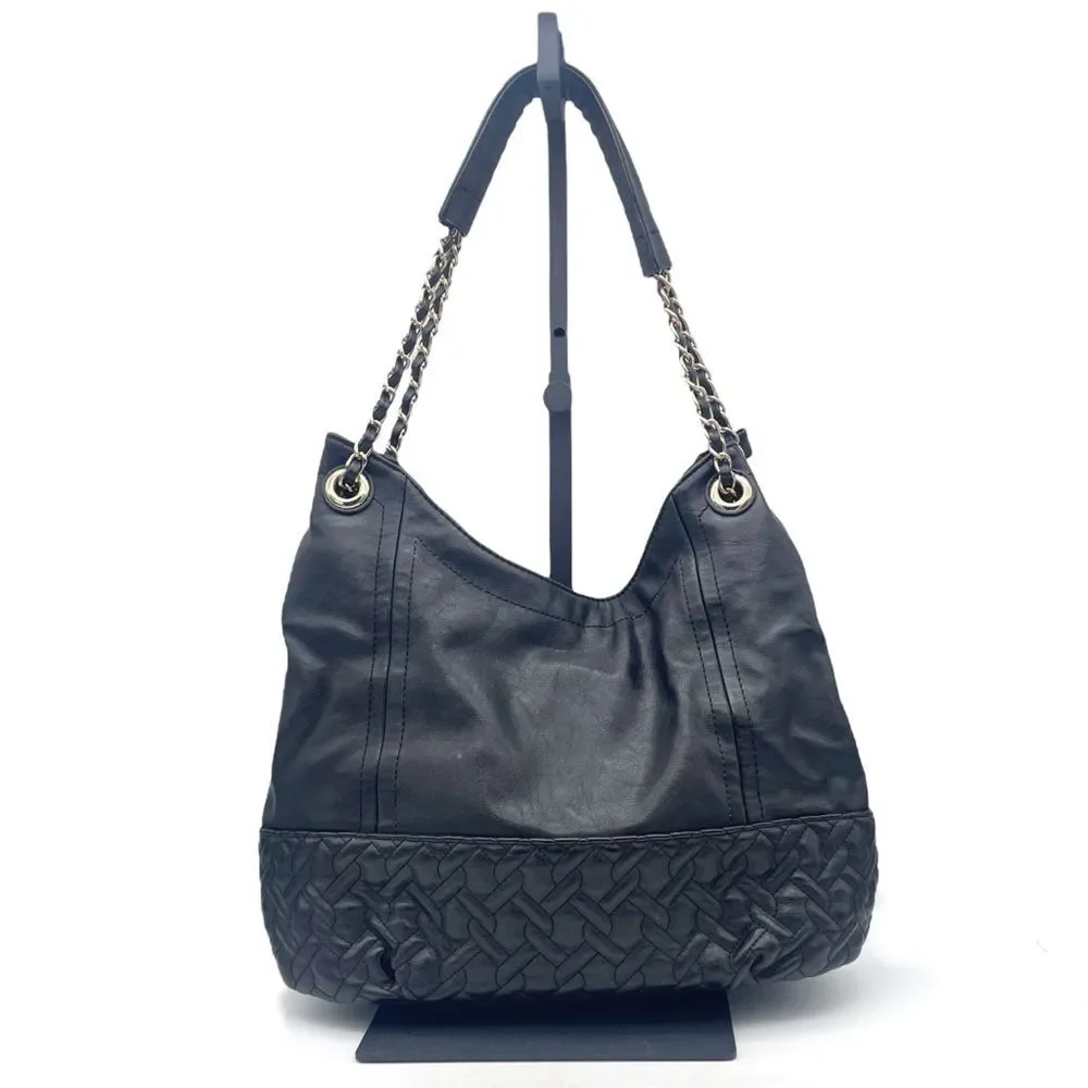 Big Buddha Black Hobo Shoulder Bag Chain Strap Faux Leather Large Slouchy Purse